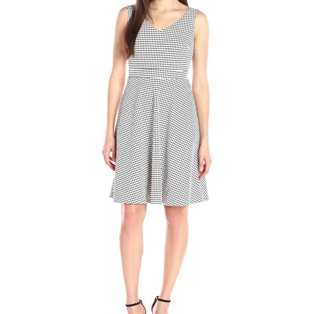 Check Jacquard Fit-and-Flare Dress